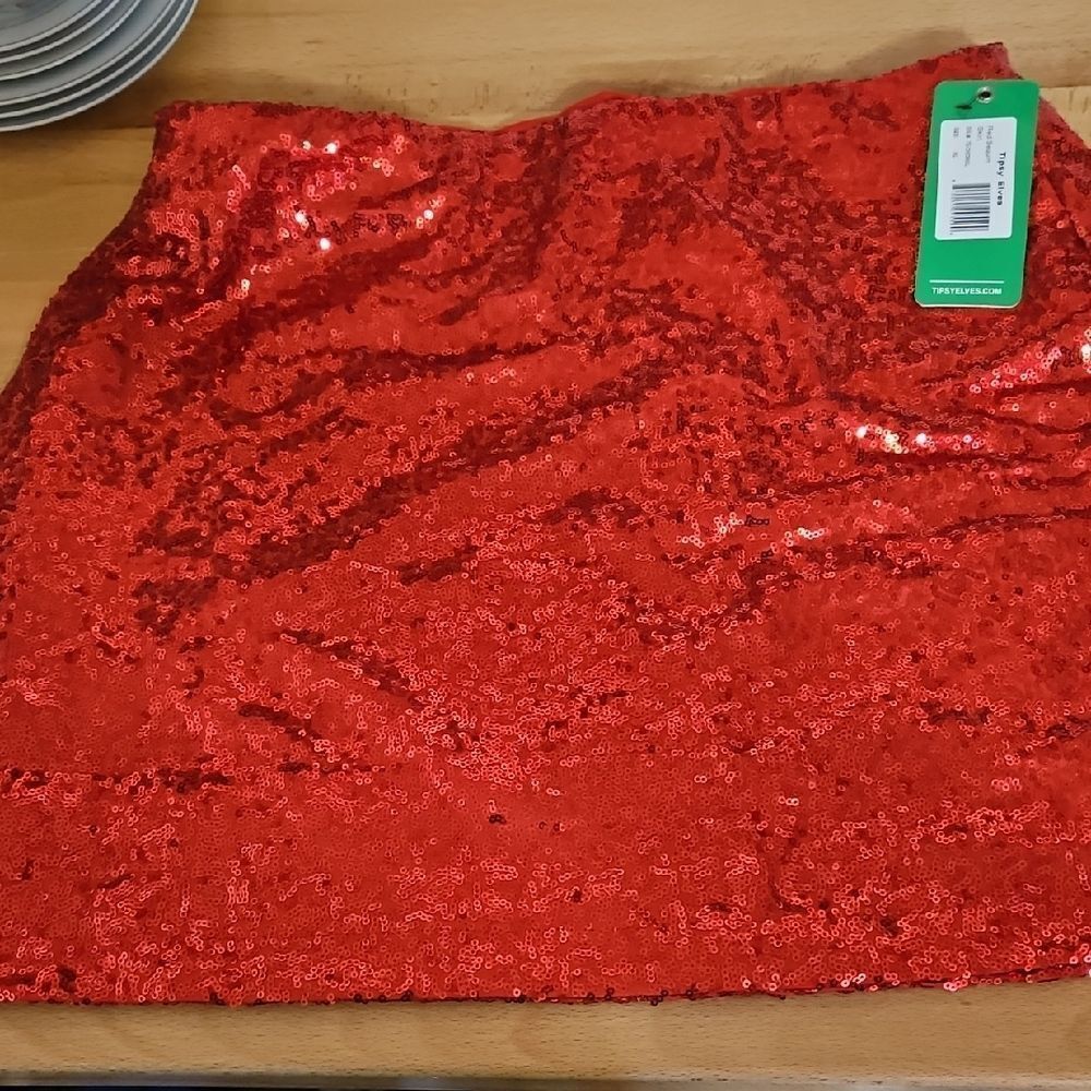 Tipsy Elves Sparkling Red Mini Skirt